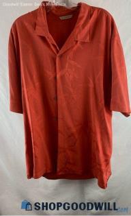 Tommy Bahama Men's Red Silk Button Up - Sz XL