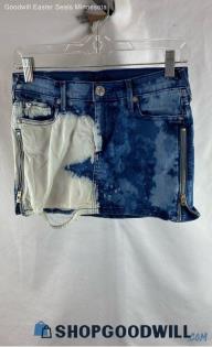 True Religion Women's Blue Acid Washed Denim Short Skirt - Sz 26