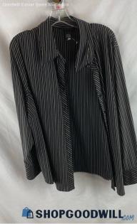 Lane Bryant Women's Black/White Polyester Button Up - Sz 22