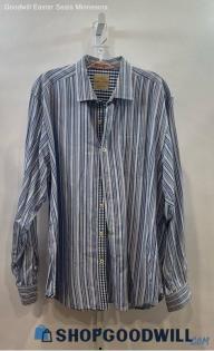 Tommy Bahama Men's Button Up Light Blue & Dark Blue T-shirt - Sz XL