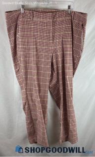 Lane Bryant Women's Pink/Burgundy Plaid Straight Dress Pants - Sz 22