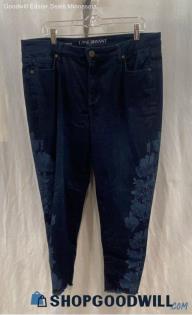 Lane Bryant Women's Dark Blue Wash w Floral Print Jeans - Sz 18