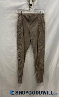 Athleta Women's Taupe Pintuck Ankle Zipper Leggings - Sz S