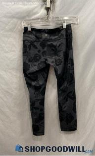 Lululemon Women's Black/Gray Floral Patterned Capri Leggings - Sz 4