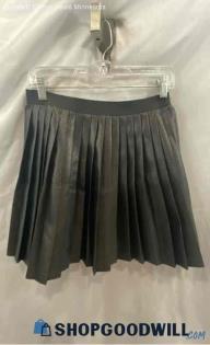 Armani Exchage Women's Black Shiny Short Pleated Skirt - Sz 0