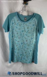 The North Face Women's Blue Bamboo Design Polyester Shirt - Sz M