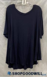 Lane Bryant Women's Navy Blue Pleated Puff Sleeve Top - Sz 18/20