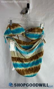 Michael Kors Women's Blue/Tan/Brown Nylon Swimwear - Sz M