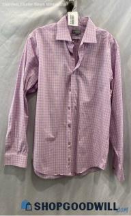 Michael Kors Men's Purple Plaid Button Up Dress Shirt - Sz L