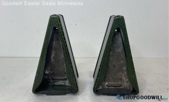 2pc Vintage Napkin Dispensers Tabletop Restaurant Green A-Frame Pair