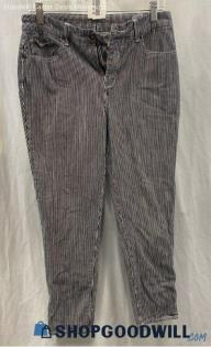 Chico's Women's Black/White Stripe Ankle Pants Sz 6