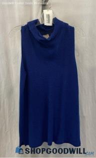 Chico's Women's Blue Ribbed Tank Sweater Sz M