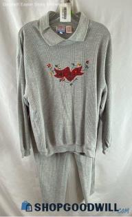 Sports Accent Women's VTG Gray/Red Waffle Knit Sports Accent Sz Top: XL Pants: S