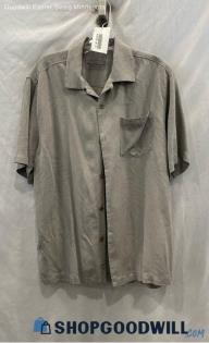 Tommy Bahama Men's Gray Floral Textured Silk Button Up T-shirt - Sz S