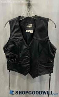 All American Rider Women's Black Faux Leather Vest - Sz L