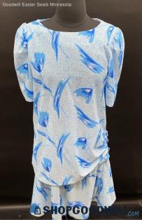 Glamax Women's Blue & White Geometric Polyester Dress x dress - Sz 10