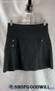 Athleta Women's Charcoal Heather Gray Zipper Pocket Jersey Knit Skirt - Sz 2