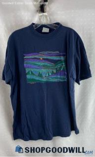 Nina Bonos Men's VTG Navy Textured Art Graphic T-Shirt - Sz XL