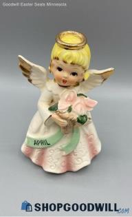 April Is Birthday Girl Angel Month Ceramic Figurine Sculpture