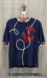 Pinketter Unisex Navy Blue Polka Dot Sailor T-shirt - Sz S