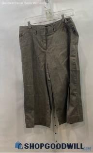 Lane Bryant Women's Taupe Plaid Wide Leg Cropped Dress Pants - Sz 14