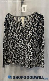 Chico's Women's Black/White Animal Print Sweater Sz L