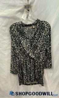 Chico's Women's Black/Gray 3/4 Sleeve Wrap Shirt - Sz S