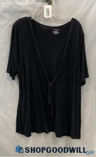 Lane Bryant Women's Black Front Tie Loose Stretch V-Neck T-shirt - Sz 18