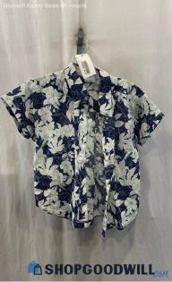 Columbia Women's Blue Floral Button Up Shirt Sz S