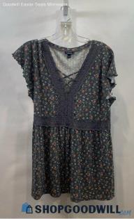 Torrid Women's Gray Floral Pattern Blouse - Sz 1X