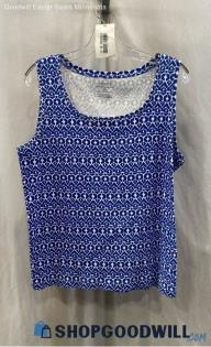 Chico's Women's Blue/White Ribbed Tank - Sz XL