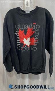 Gildan Unisex Black Canadian Graphic Crewneck Sweater - Sz L