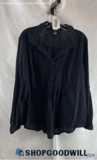 Torrid Women's Black 1/2 Button Peplum Long Sleeve Shirt - Sz 2X