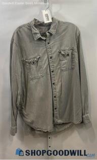 Lucky Brand Men's Light Gray Button Up Long Sleeve Shirt - Sz XL