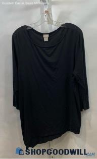 Chico's Women's Black 3/4 Sleeve Asymmetrical Shirt - Sz XL