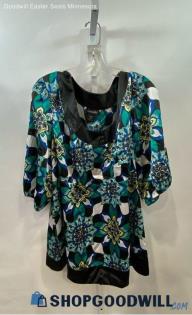 Lane Bryant Women's Blue/Green Floral Pattern Blouse - Sz 22