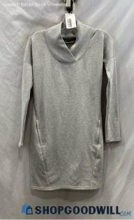 Athleta Women's Light Gray Fleece Lined Cowl Neck Oversized Sweater - Sz XXS