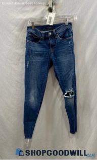 Lucky Brand Women's Dark Blue Distressed Ankle Skinny Jeans - Sz 2