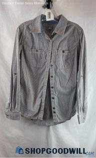 Carhartt Women's Gray Striped Roll-Up Long Sleeve Button Up - Sz S