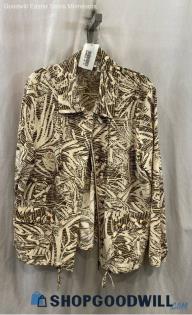 Chico's Women's Tan Pattern Zip Up Jacket Sz L