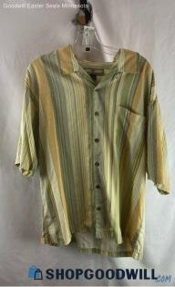 Tommy Bahama Men's Green/Yellow Silk Button Up - Sz L