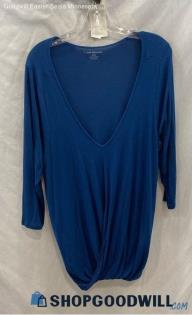 Lane Bryant Women's Dark Blue V-Neck Blouse - Sz 18