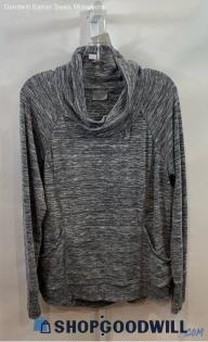 Athleta Women's Gray/Black Heathered Knit Cowl Neck Sweatshirt - Sz L