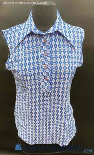 Glenbrooke Blue Argyle patterned Sleeveless Shirt - Sz OS