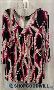 Lane Bryant Women's Black/Pink Abstract Blouse Sz 16