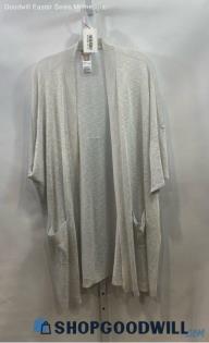 Chico's Women's Light Gray Sheer Pocketed Open Cardigan - Sz XL