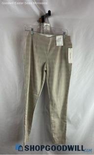 Calvin Klein Women's Beige Plaid Ankle Pull on Pants - Sz 6