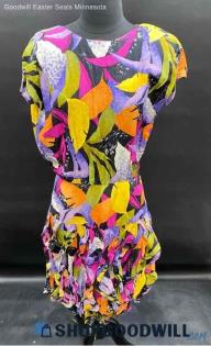 Ashlee Layered Geometric Colorful Open Back Casual Dress - Sz 8