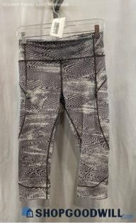 Lululemon Women's Gray/White Pattern Capri Active Leggings - Sz 8