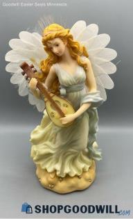 Unbranded 12"Musical Fiber Optic Christmas Angel W/mandolin & Wings Decor